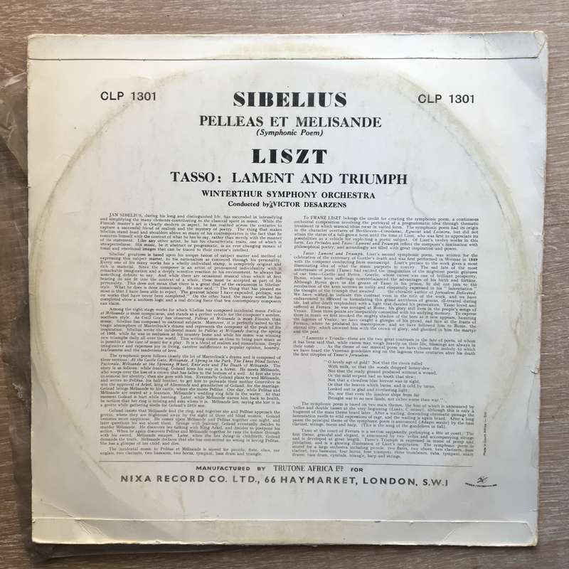 Sibelius - Pelleas et Mellisande, Liszt - Tasso Lament - Vinyl LP Record - Opened  - Very-Good- Q...