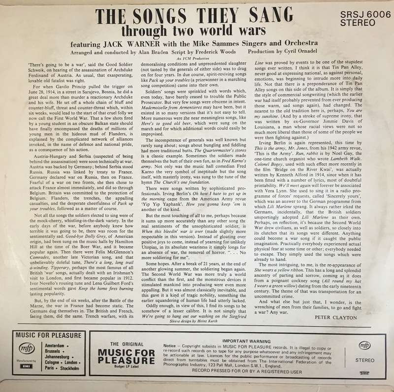 The Songs They Sang through 2 World Wars - Vinyl LP Record - Opened  - Very-Good Quality (VG)