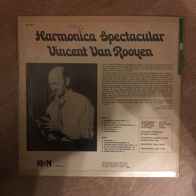 Vincent Van Rooyen - Harmonica Spectacular - Vinyl LP Record - Opened  - Very-Good+ Quality (VG+)