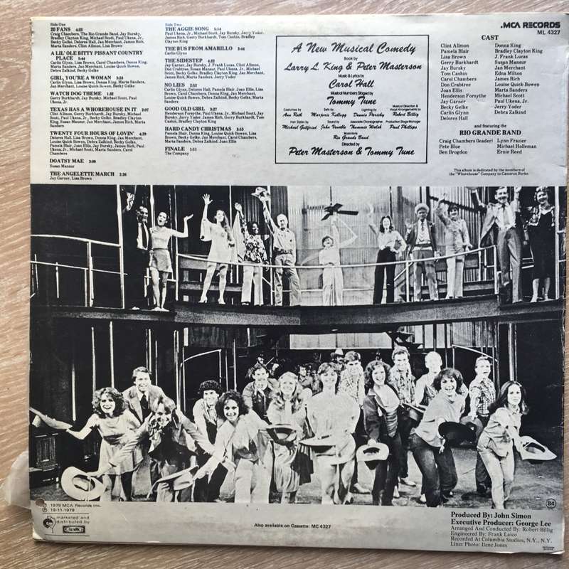 The Best Little W-house In Texas - Original Cast - Vinyl LP Record (VG+)