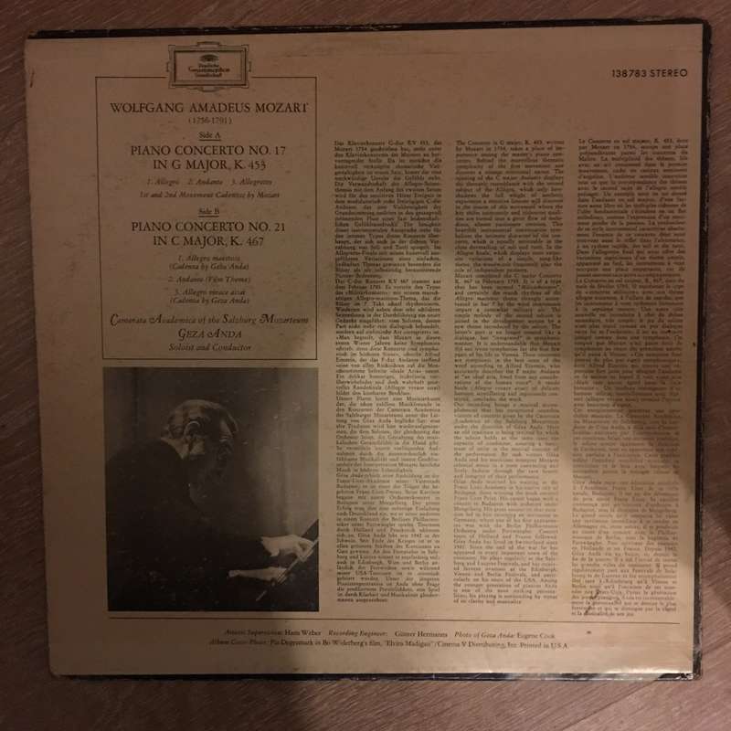 Geza Anda, Mozart  Mozart: Piano Concertos Nos. 17 & 21 - Vinyl LP Record - Opened  - Very-...