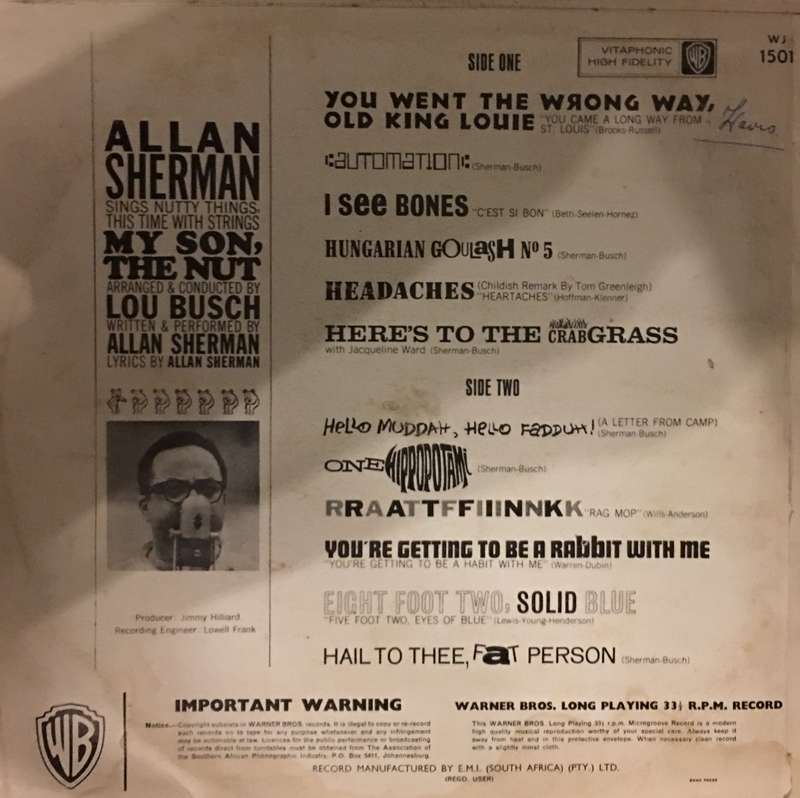 Allan Sherman - My Son the Nut - Vinyl LP Record - Opened  - Very-Good+ Quality (VG+)