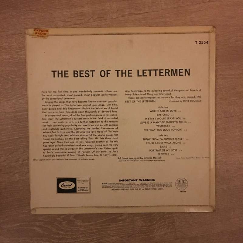 The Best Of The Lettermen - Vinyl LP Record - Opened  - Very-Good Quality (VG)
