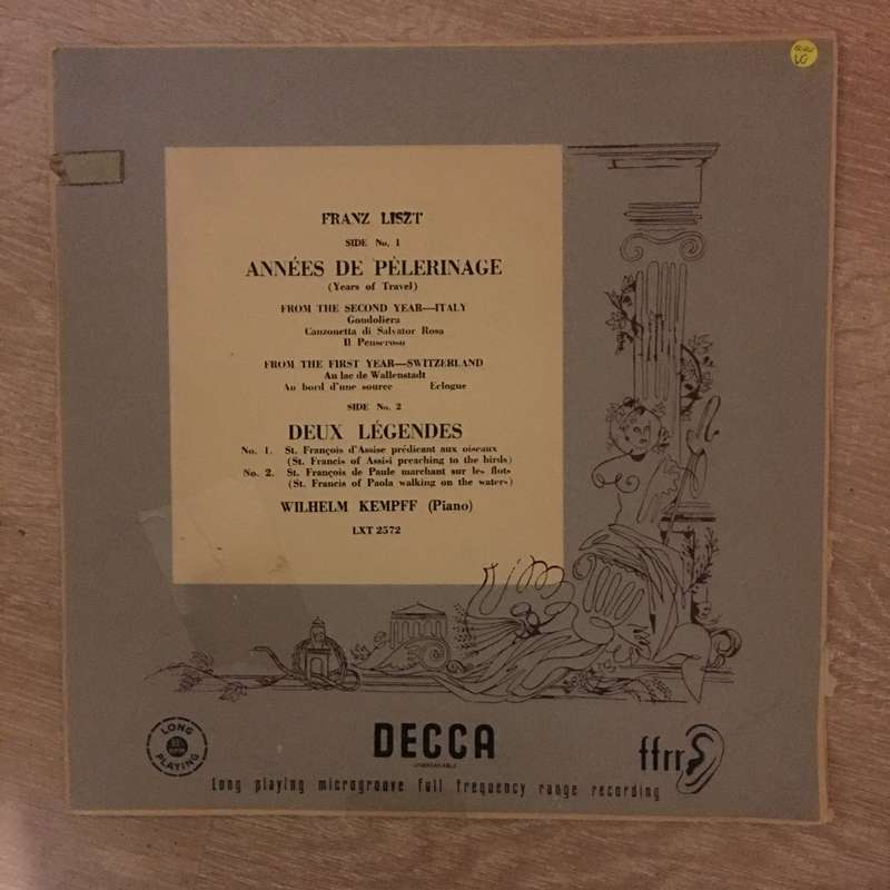Wilhelm Kempff  -  Liszt -  Annees de Pelerinage - Vinyl LP Record - Opened  - Very-Good Quality ...