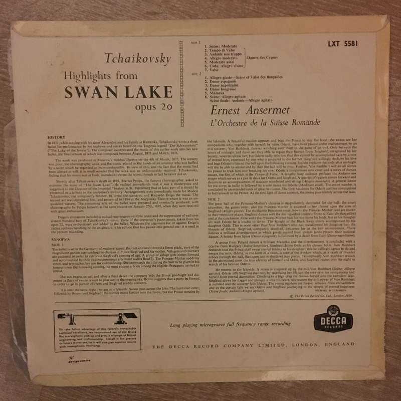 Ansermet  Highlights From Swan Lake - Vinyl LP Record - Opened  - Very-Good+ Quality (VG+)