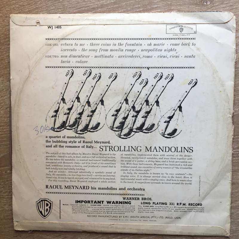 Raoul Meynard And His Orchestra  Strolling Mandolins - Vinyl LP Record - Opened  - Very-Goo...