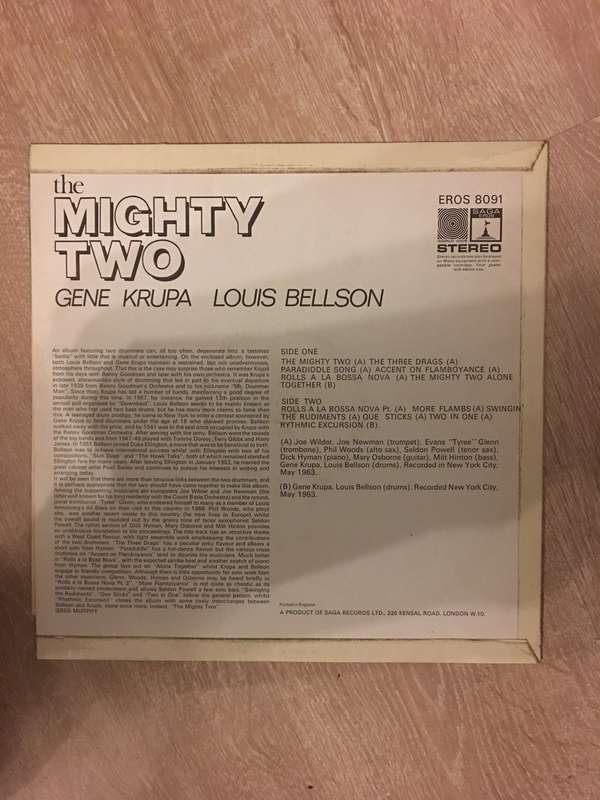 The Mighty Two  - Gene Krupa & Louis Bellson - Vinyl LP Record - Opened  - Very-Good+ Quality (VG+)