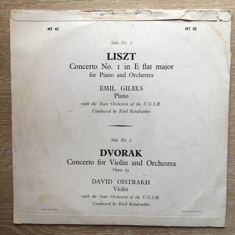 Dvorak / Liszt  Concerto For Violin And Orchestra / Concerto No. 1 In E-Flat Major Emile Gi...