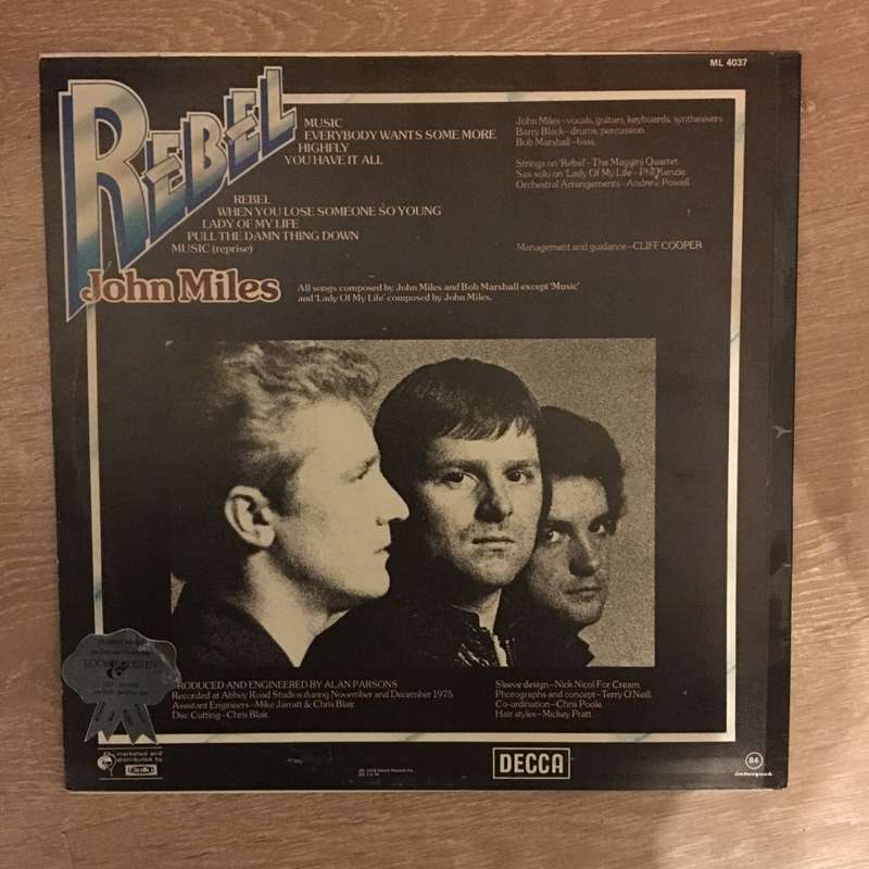 John Miles - Rebel - Vinyl LP Record - Opened  - Very-Good+ Quality (VG+)