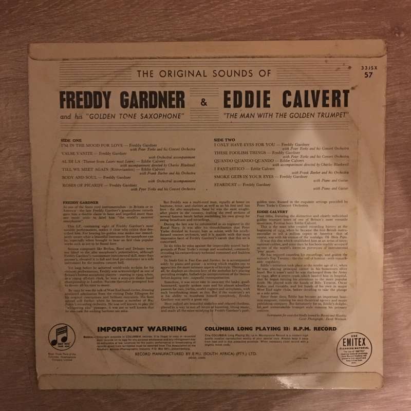 Freddy Gardner & Eddie Calvert - Vinyl LP Record - Opened  - Good+ Quality (G+)
