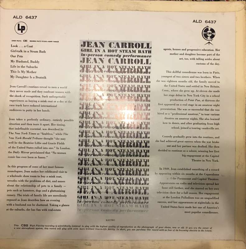 Jean Carroll  Girl In  Hot Steam Bath - Vinyl LP Record - Opened  - Very-Good+ Quality (VG+)