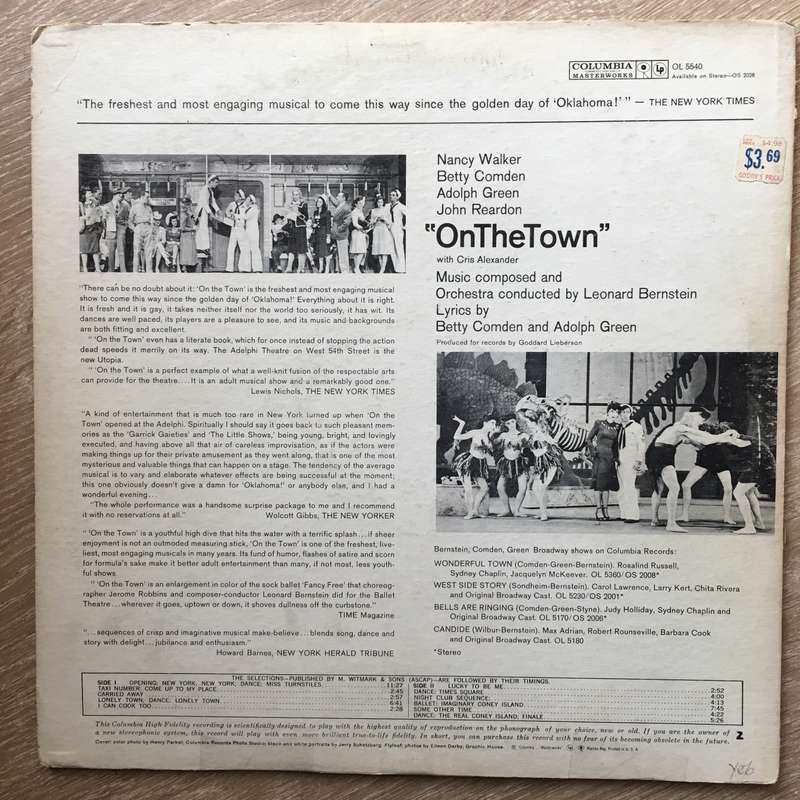 On The Town - The First Full Length Recording - Members Of The Original Cast - Leonard Bernstein ...