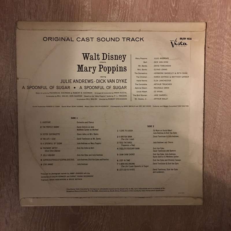 Julie Andrews  - Mary Poppins -  Original Cast Soundtrack - Vinyl LP Record (VG-)
