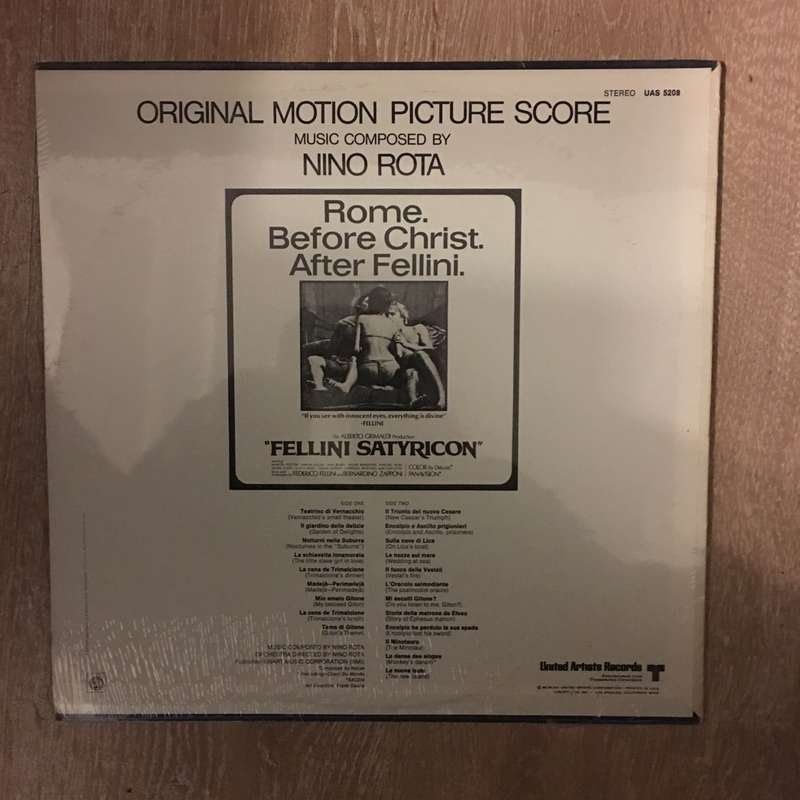 Nino Rota  Original Motion Picture Score - Fellini Satyricon -  Vinyl LP - New Sealed