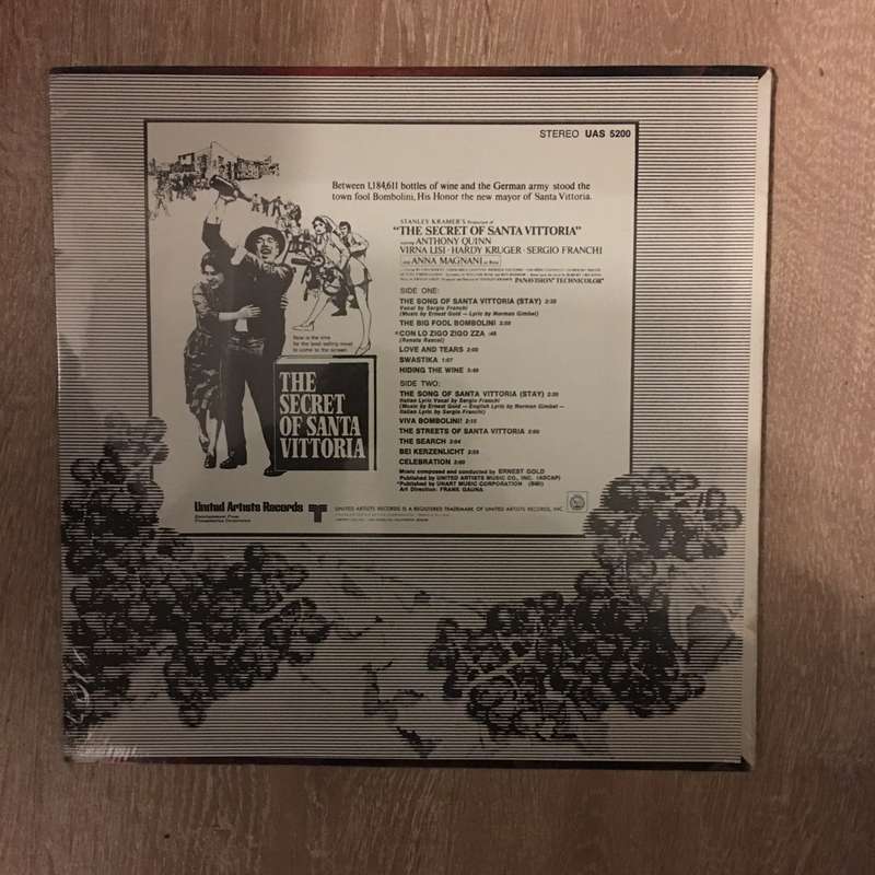 Ernest Gold  The Secret Of Santa Vittoria - Original Motion Picture Score -  Vinyl LP Recor...