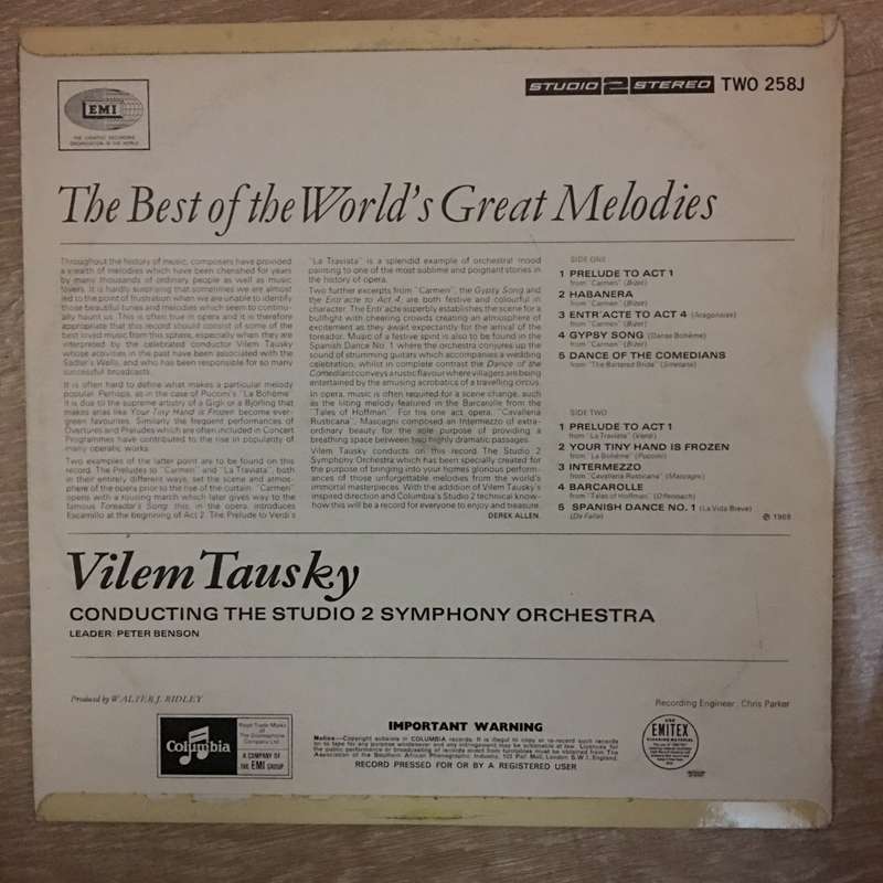 The Best OF The Worlds Great Melodies  Vinyl LP Record - Opened  - Very-Good+ Quality (VG+)