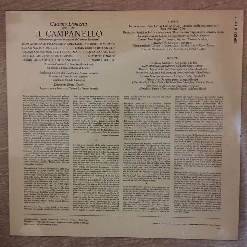 Donizetti  Orchestra - E Coro Del Teatro La Fenice Venezia - Il Campanello  Vinyl LP Rec...