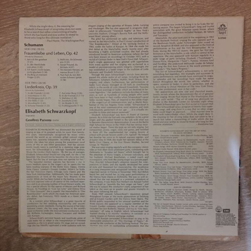 Schumann / Elisabeth Schwartzkopf - Geoffrey Parsons  Frauenliebe Und Leben, Op. 42 / Liederkr...