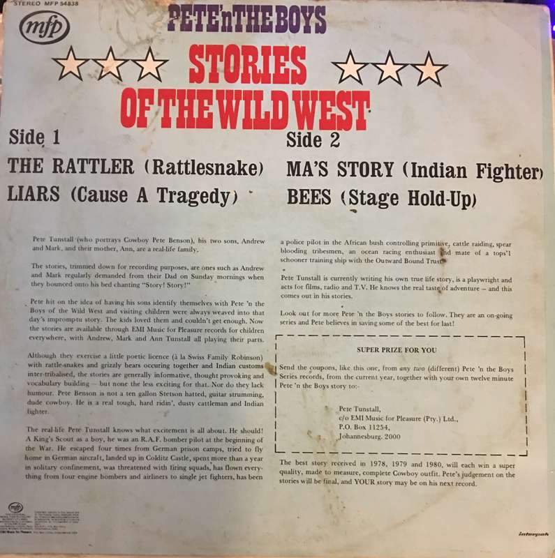 Pete 'n the Boys - Stories of the Wild West  - Vinyl LP Record - Good+ Quality (G+)