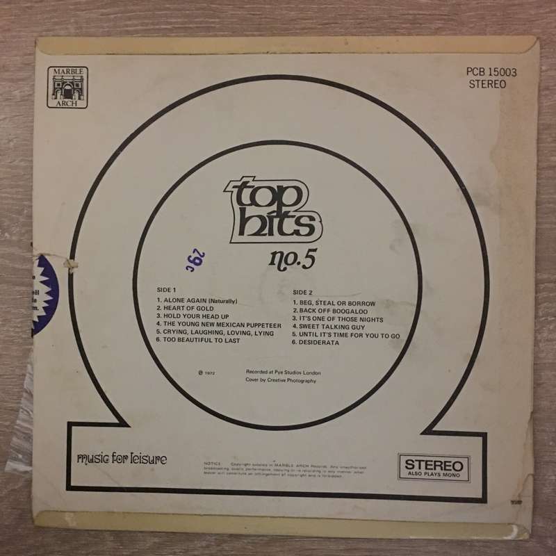 Top Hits - No 5   Vinyl LP Record - Very-Good+ Quality (VG+)