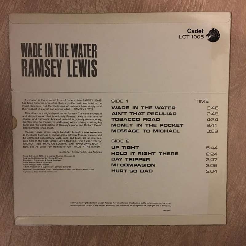 Ramsey Lewis - Wade In The Water - Vinyl LP Record - Very-Good+ Quality (VG+)