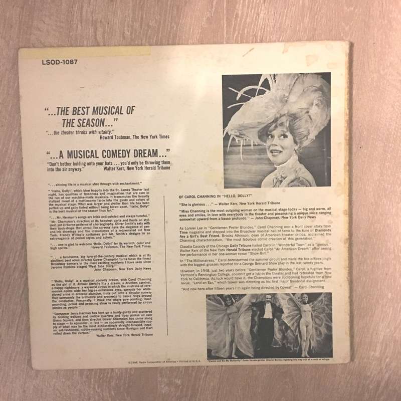 Hello Dolly  - Carol Channing - Vinyl LP Record - Opened  - Good+ Quality (G+)