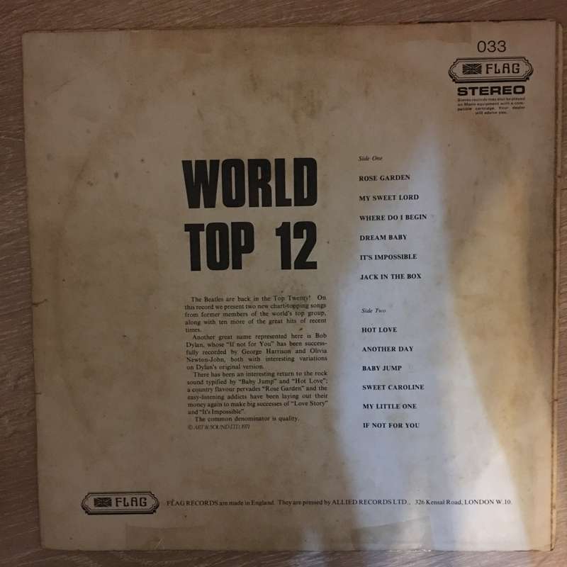 World Top 12 - Various  Vinyl LP Record - Opened  - Good+ Quality (G+)