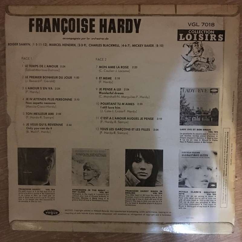 Francoise Hardy  Le Palmares - Vinyl LP Record - Opened  - Very-Good Quality (VG)