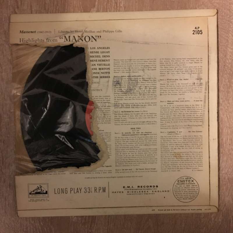 Massenet Manon Highlights - Pierre Monteux -  Vinyl LP Record - Very-Good+ Quality (VG+) - Note B...