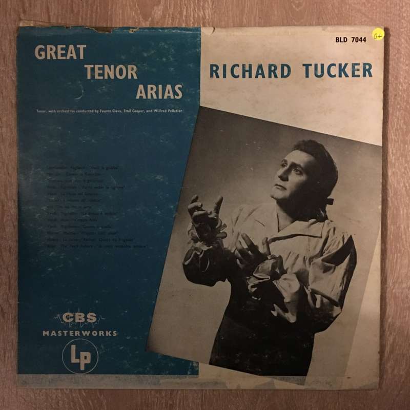 Richard Tucker - Great Tenor Arias - Vinyl LP Record - Opened  - Good+ Quality (G+)