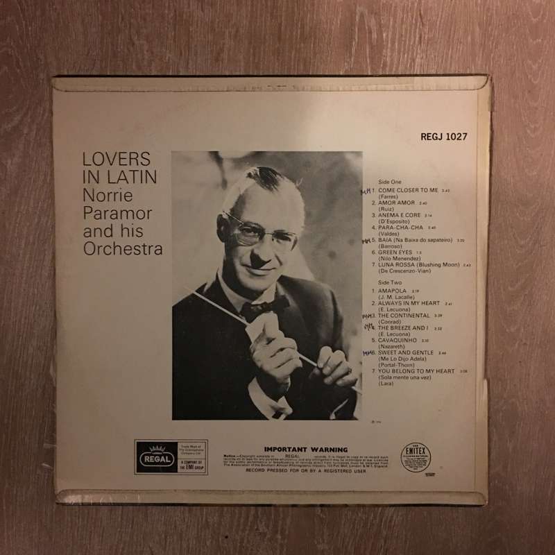 Norrie Paramor And His Orchestra  Lovers In Latin - Vinyl LP Record - Opened  - Very-Good Q...