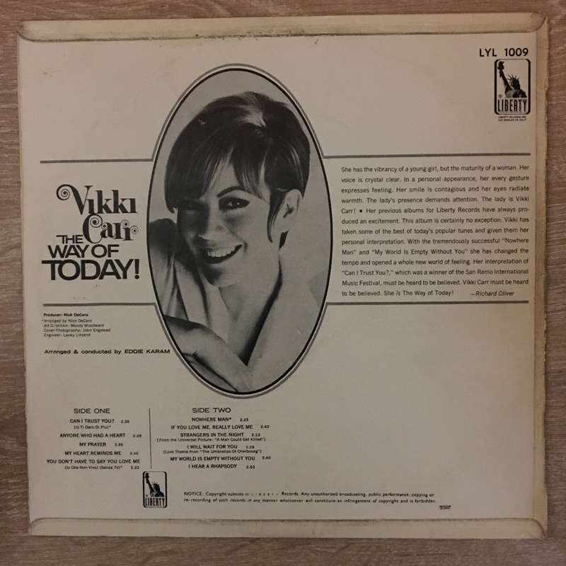 Vikki Carr  The Way Of Today - Vinyl LP Record - Opened  - Very-Good+ Quality (VG+)