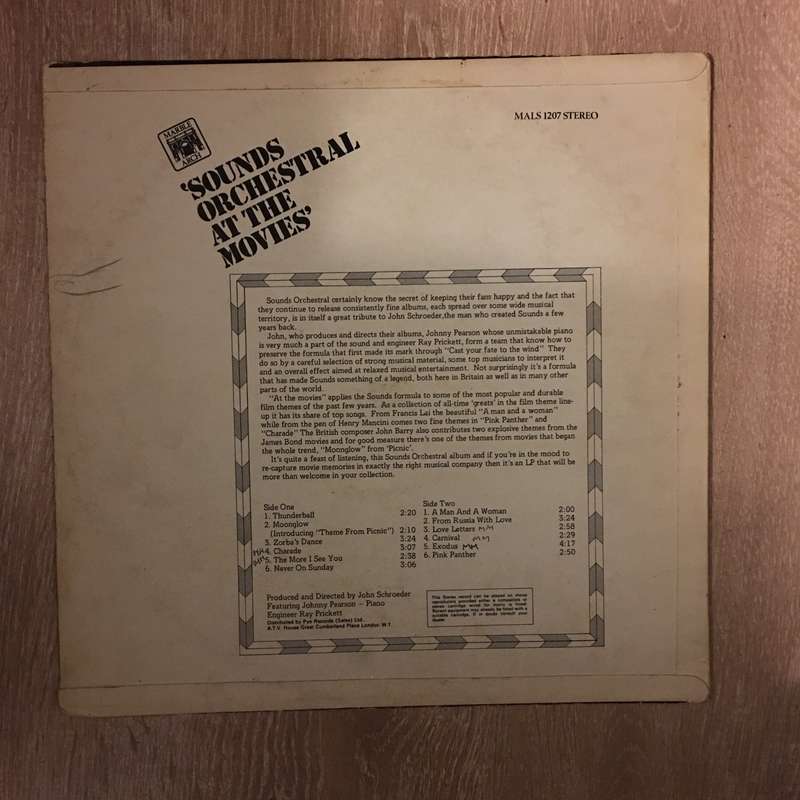 Sounds Orchestral - At The Movies - Vinyl LP Record - Opened  - Good+ Quality (G+)