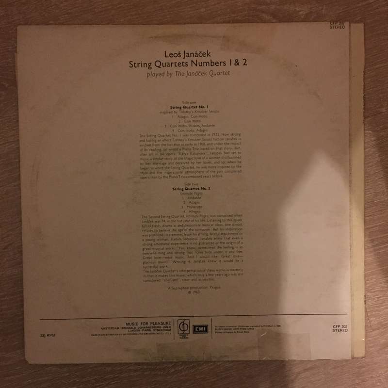 Janáček , The Janáček Quartet  String Quartets Numbers 1 And 2  - Vinyl LP Record - ...