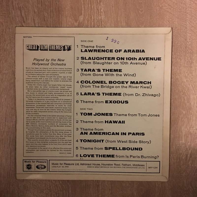 New Hollywood Orchestra  Great Film Themes No 1  - Vinyl LP Record - Opened  - Very-Good+ Q...