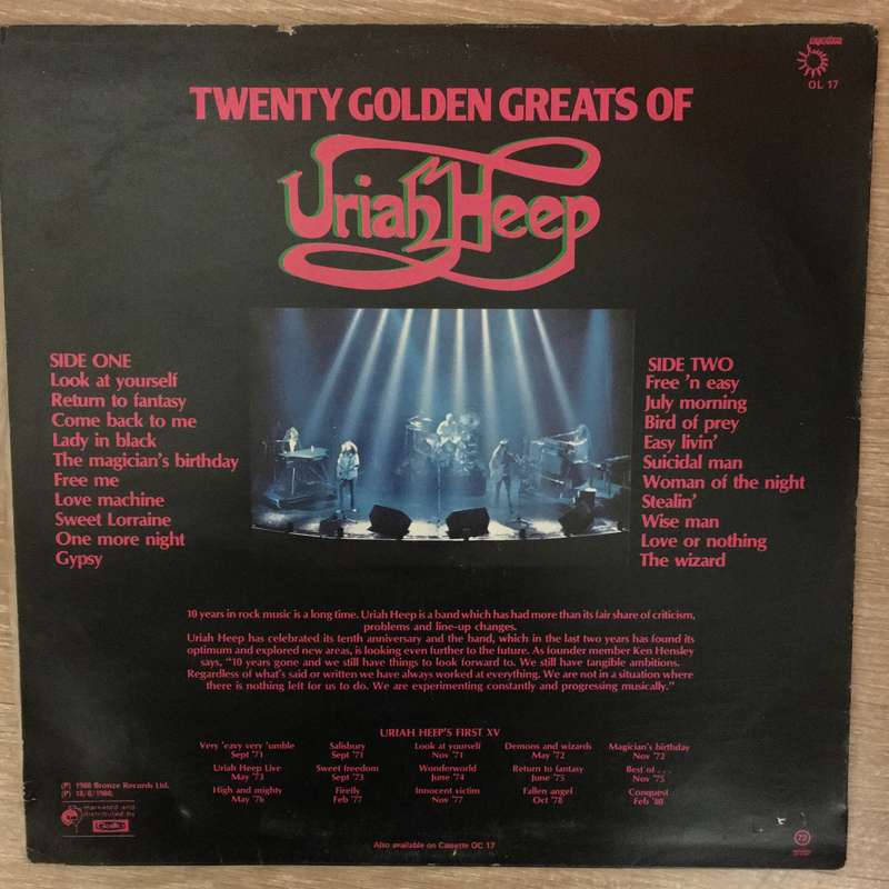 Uriah Heep  Twenty Golden Greats Of Uriah Heep -  Vinyl LP Record - Very-Good+ Quality (VG+)