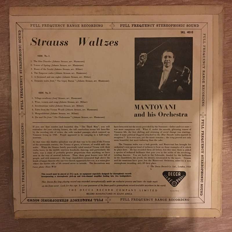 Mantovani & His Orchestra  Strauss Waltzes - Vinyl LP Record - Opened  - Very-Good Quality ...