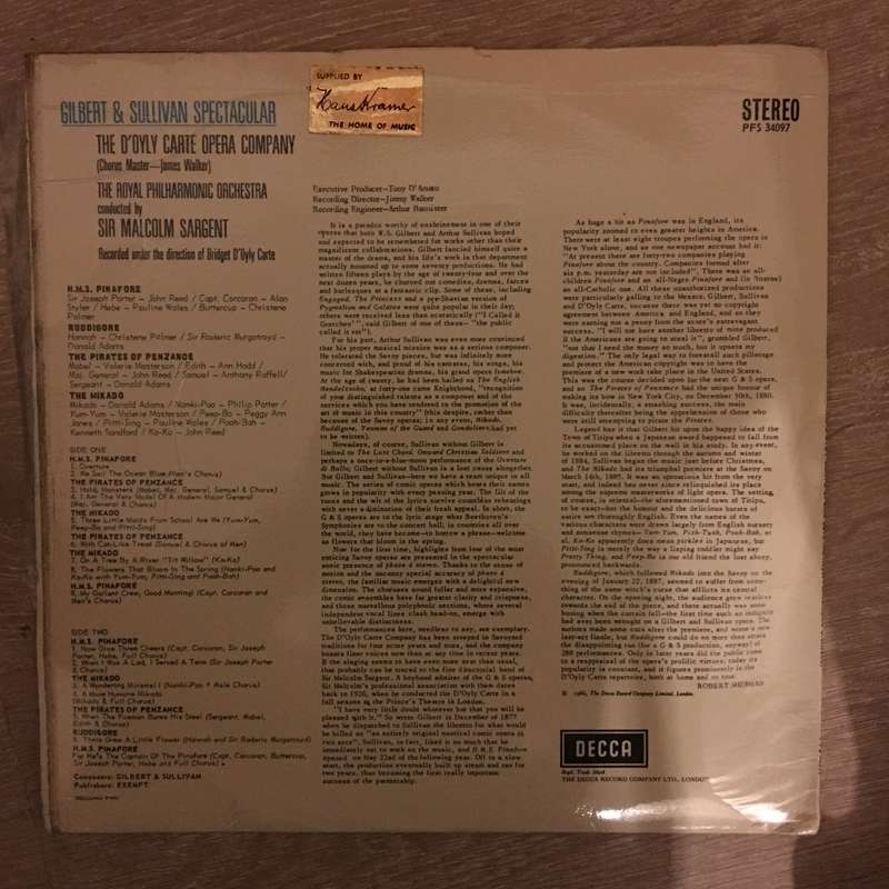 Gilbert & Sullivan - The D'Oyly Carte Opera Company, The Royal Philharmonic Orchestra, Sir Malcol...
