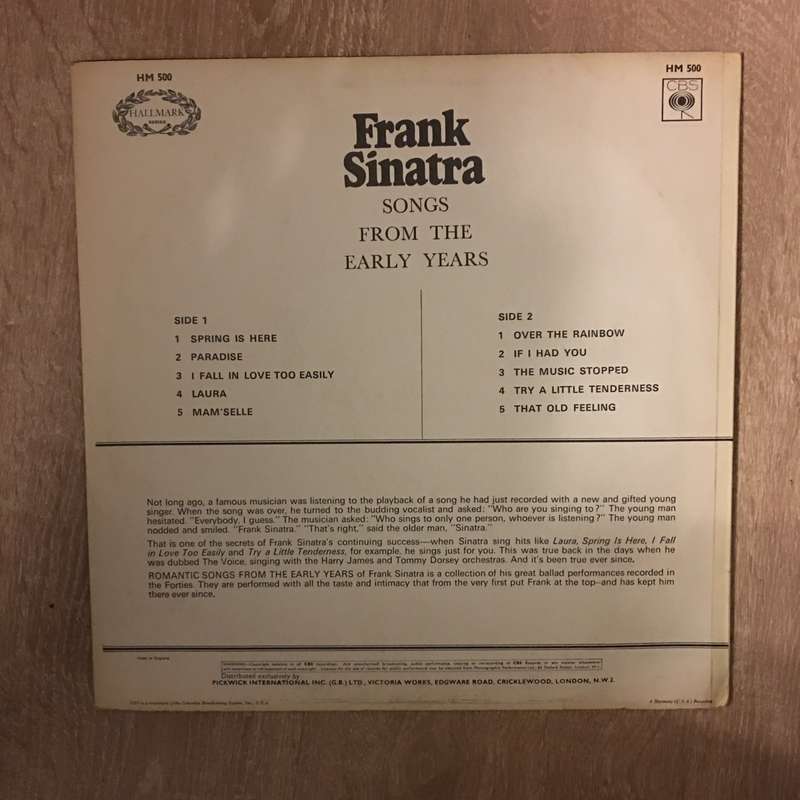 Frank Sinatra - Romantic Songs From The Early Years  - Vinyl LP Record - Opened  - Very-Good Q...
