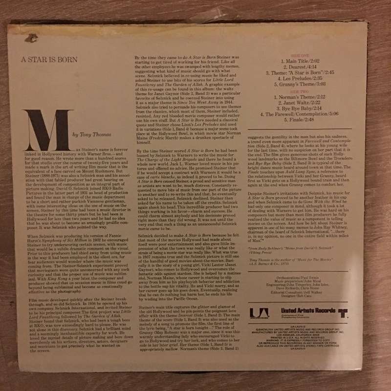 A Star Is Born - Original Soundtrack - Vinyl LP Record - Very-Good Quality (VG)
