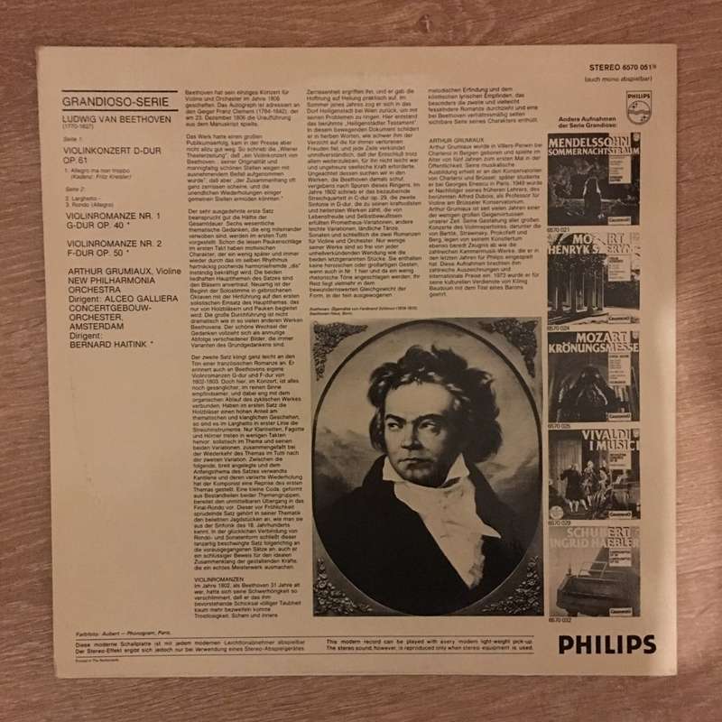Beethoven - Arthur Grumiaux, Bernard Haitink, The Concertgebouw Orchestra, Amsterdam  Roman...