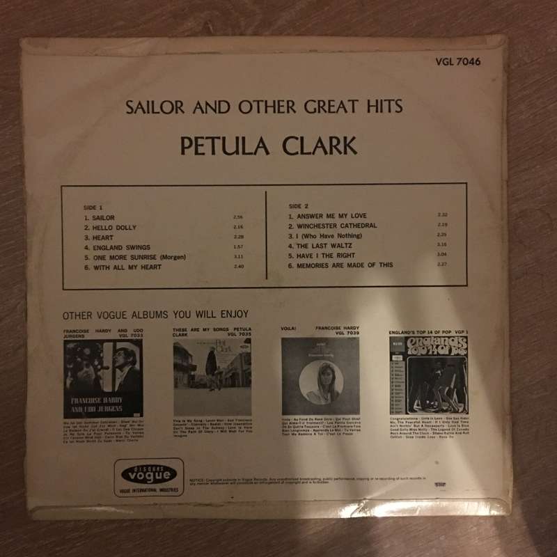 Petula Clark - Sailor and Other Great Hits - Vinyl LP Record - Opened  - Very-Good Quality (VG)