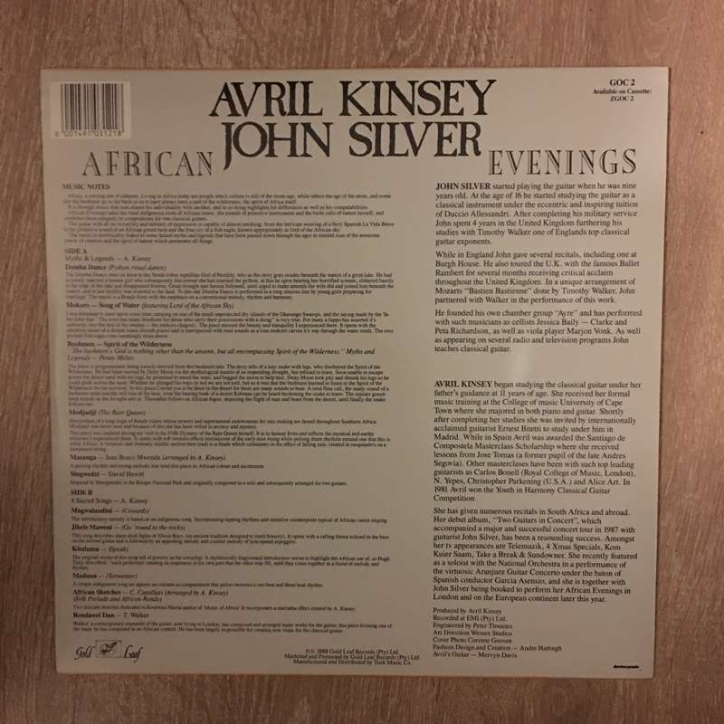 John Silver & Avril Kinsey - African Evenings - Vinyl LP Record - Near Mint Condition (NM)
