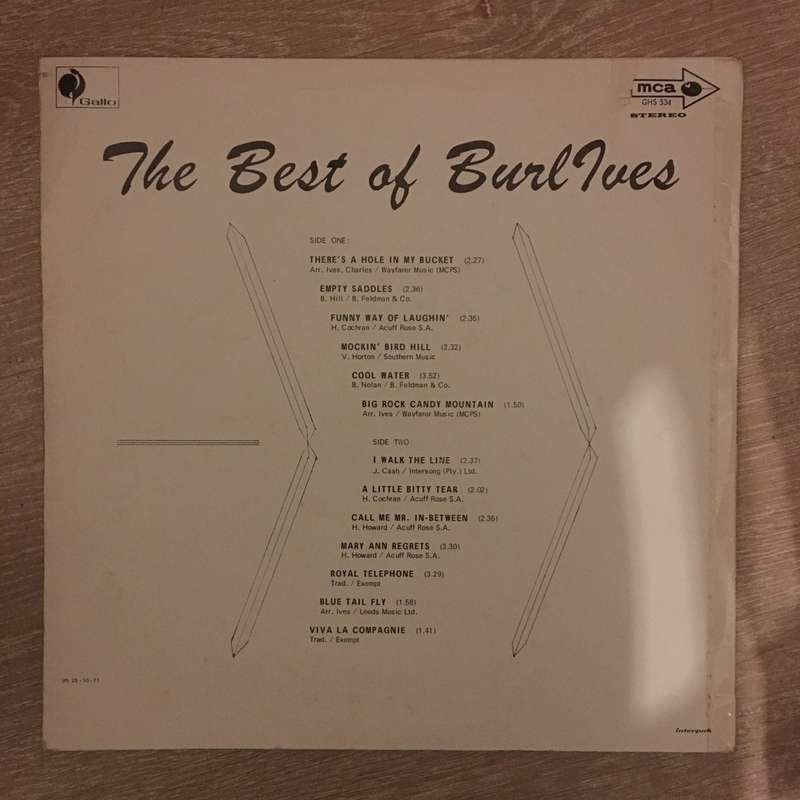 The Best Of Burl Ives -  Vinyl LP Record - Opened  - Very-Good+ Quality (VG+)
