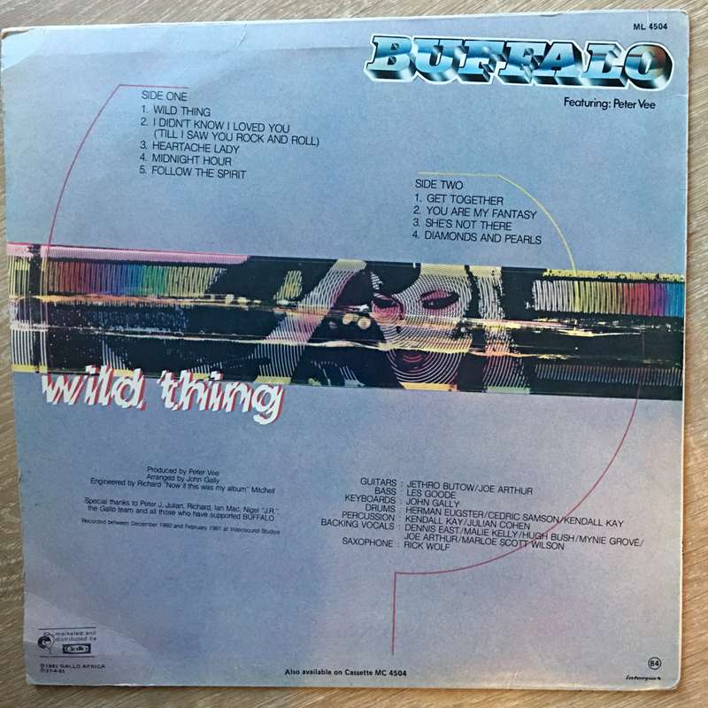 Buffalo Featuring Peter Vee - Wild Thing - Vinyl LP Record (VG+)