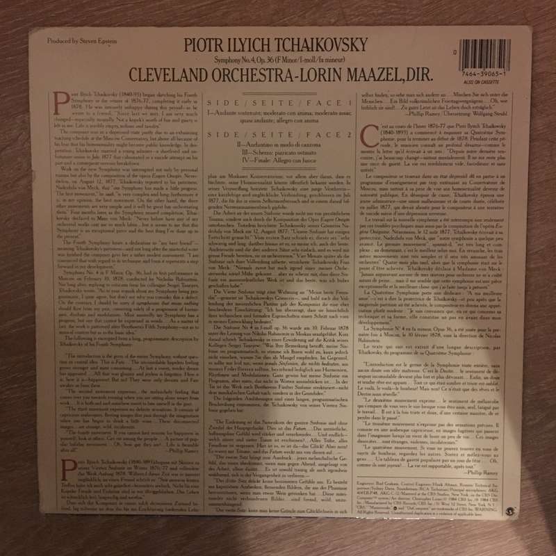 Tchaikovsky  Symphony No. 4 - Lorin Maazel, Cleveland Orchestra - Vinyl LP Record - Opened ...