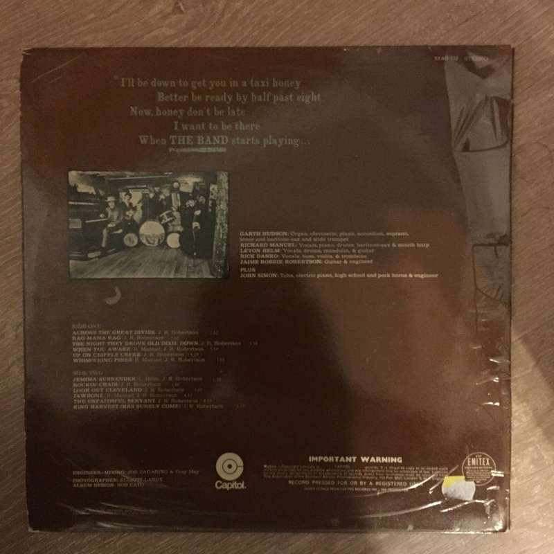 The Band  The Band - Vinyl LP Record - Opened  - Very-Good Quality (VG)