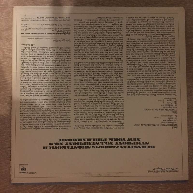Bernstein Conducts Shostakovich  Symphony No. 1 / Symphony No. 9 - Vinyl LP Record - Ope...