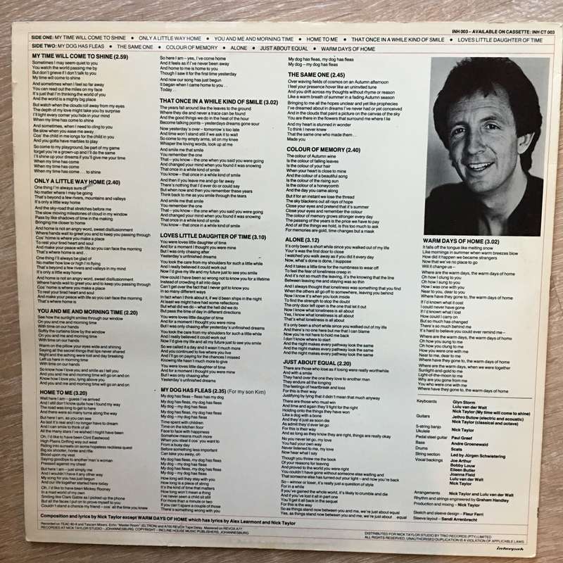 Nick Taylor  My Time Will Come To Shine   Vinyl LP Record - Very-Good+ Quality (VG+)