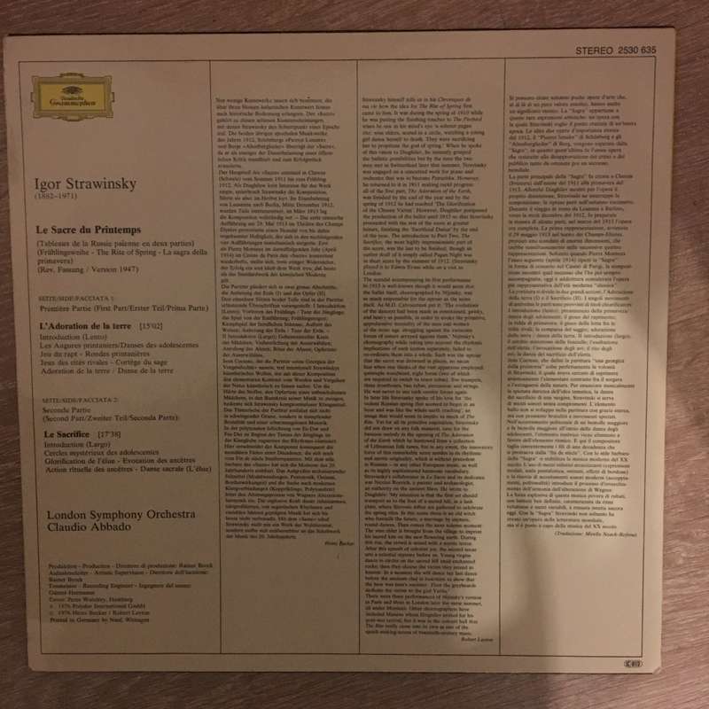 Igor Strawinsky, London Symphony Orchestra, Claudio Abbado  Le Sacre Du Printemps  Vi...